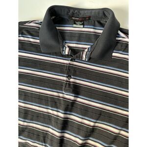 Tiger Woods Collection‎ Nike Golf Mens L Black Strip Dri-Fit Collar Polo Large